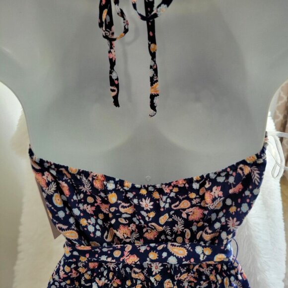 Kingston Grey Women's Floral Sleeveless Juniors Halter Wide-Leg Jumpsuit- S - Picture 9 of 11